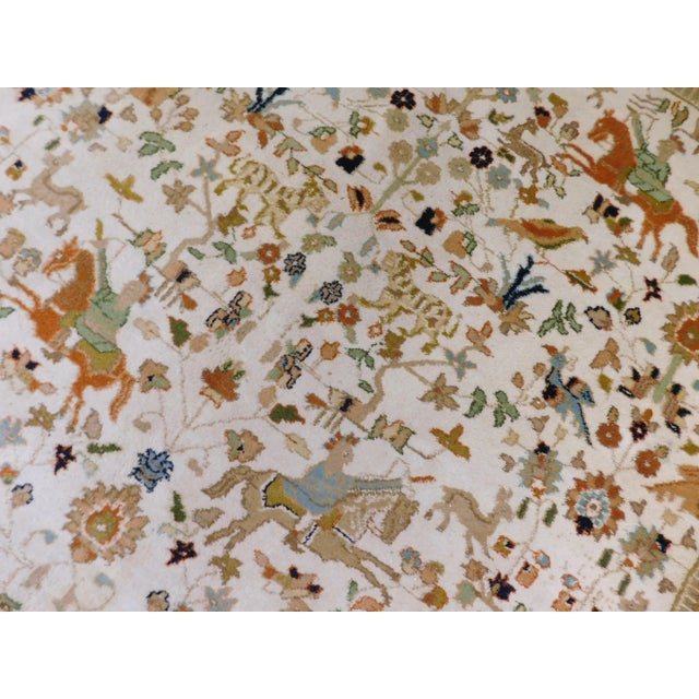 Mid Century Hand Knotted Persian Tabriz Rug, Depicting Royal Hunting Scene. For Sale - Image 9 of 18