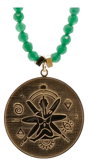 Green Jade Stone Spiritual Soul Gold Medallion Pendant Necklace