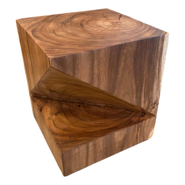 Andrianna Shamaris Suar Wood Origami Side Table For Sale
