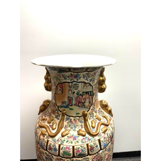 Ceramic Huge Chinese Rose Famille Porcelain Vase on Stand For Sale - Image 7 of 10