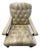 George Smith Edwardian Style Chairs in a muted olive green tone tufted leather on turned mahogany legs with brass casters....