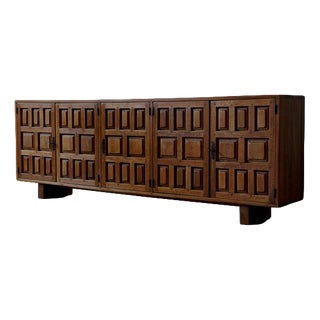 Brutalist Spanish Oak Sideboard - Spain 1960s For Sale