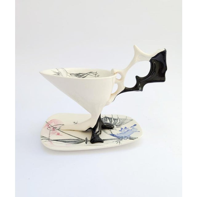 Vintage Model C73 Ceramic Teacup and Saucer by Antonia Campi for Laveno, 1950s, Set of 2 For Sale - Image 15 of 15