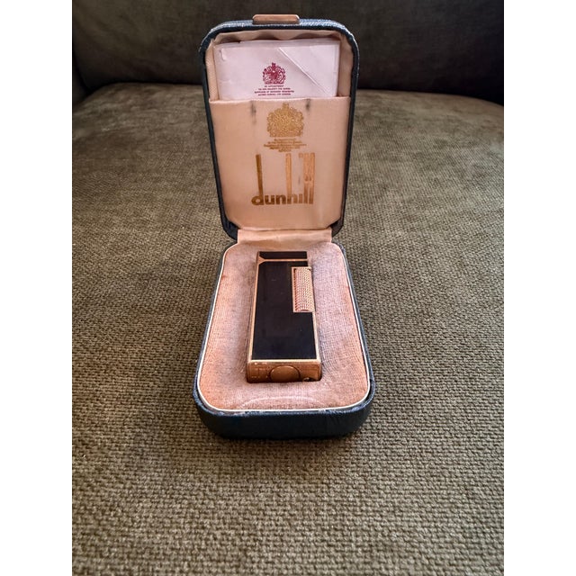 Rare Vintage Dunhill Gold Plated Black Lacquer Lighter Original Sky Case In a Super Mint Condition. Circa 1970 Rare...