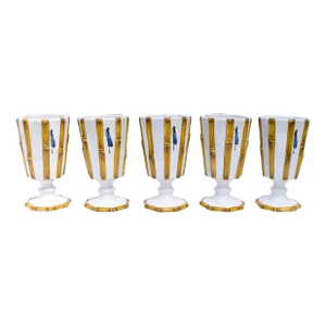 Majolica Bamboo With Dragonflies Beverage Goblets S/11