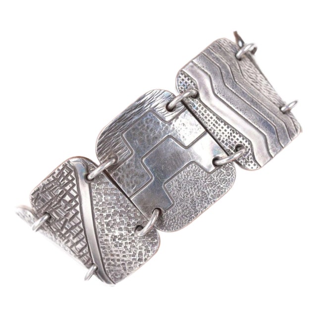 Jared Chavez Santo Domingo modernist sterling Link bracelet For Sale