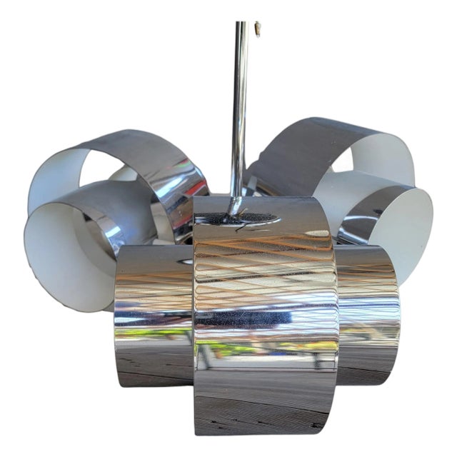 Robert Sonneman Attributed 3 Light Chrome Chandelier For Sale