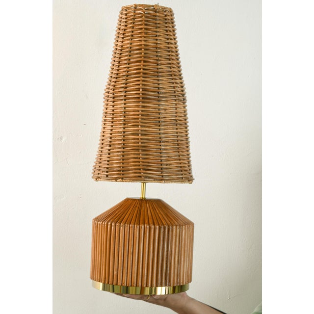Pencil Reed Rattan 'Lumina' Table Lamp For Sale - Image 6 of 8