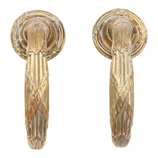 Antique French Brass Lever Door Knob Set For Sale