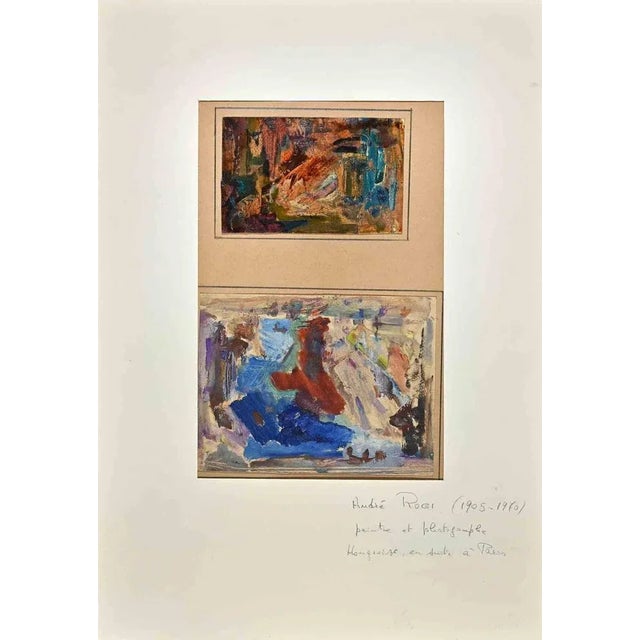 Modern André Rogi, Abstract Composition, Original Oil Painting, Mid 20th Century For Sale - Image 3 of 3