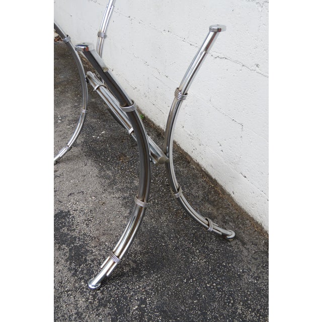 Chrome Bamboo Glass Top Dining Dinette Table With 4 Chairs on Casters 6289 For Sale - Image 16 of 18