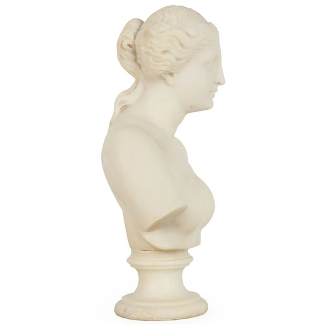 Cream Italian Grand Tour Carved Alabaster Bust of Venus of Milo, 20th Century For Sale - Image 8 of 18