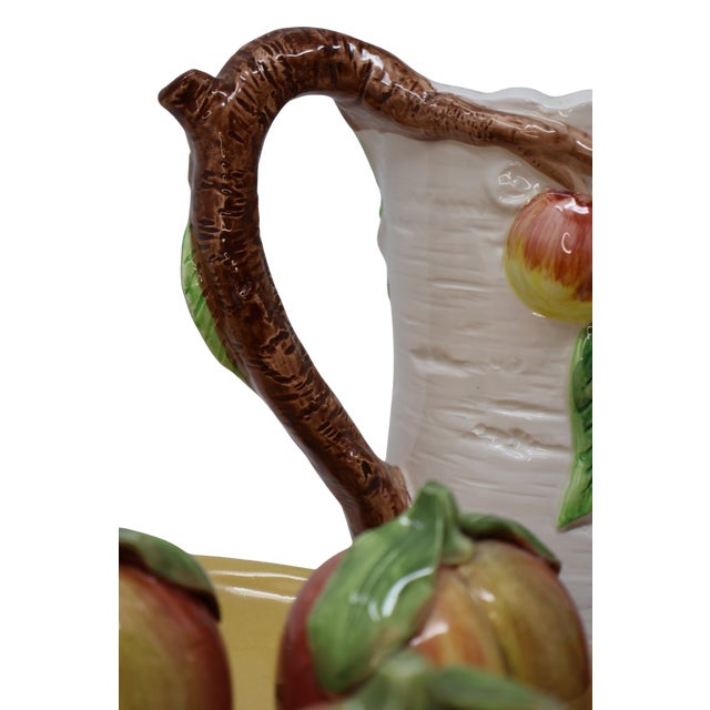 Peach Vintage Whimsical Ceramic Peach Still-Life Collection Omnibus Pitcher, Barbara Eigen Platter & Peaches For Sale - Image 8 of 18