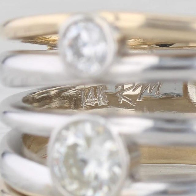 2020s 1.03ctw Diamond Orbit Multi-Band Ring 14k Yellow White Gold Size 8.5 For Sale - Image 5 of 8