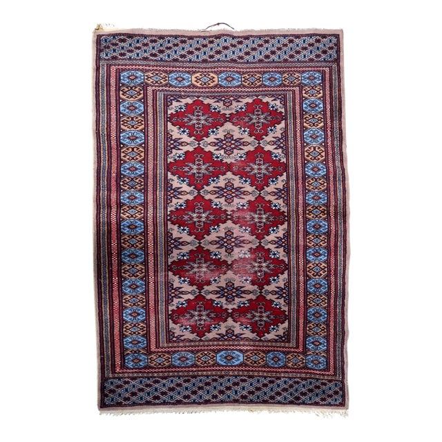 1920s, Antique Uzbek Bukhara Handmade Rug 3.1' X 4.1' For Sale