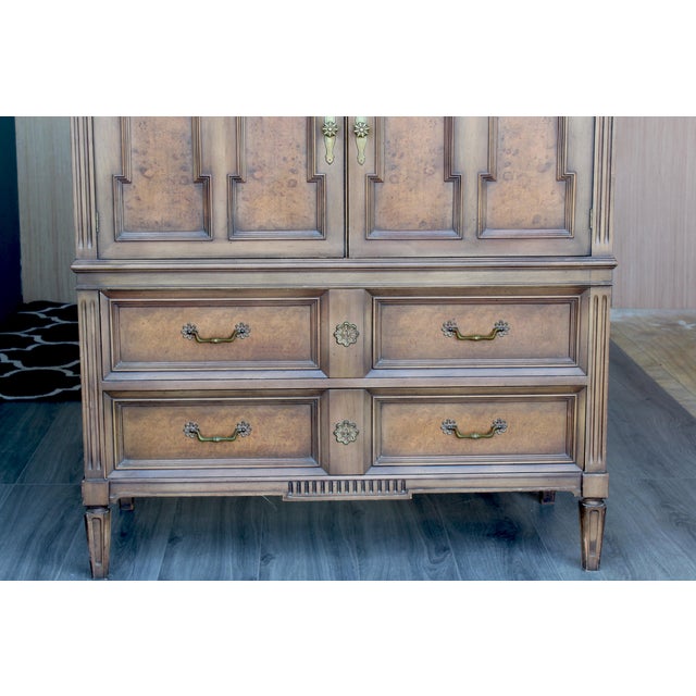 Mid-Century Walnut & Burlwood Highboy For Sale In Miami - Image 6 of 6