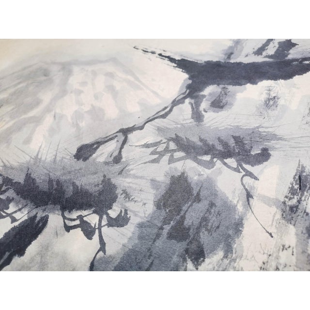 Japanese SumiE Painting, Mount Fuji by Nihonga Painter Kazushi Akabane