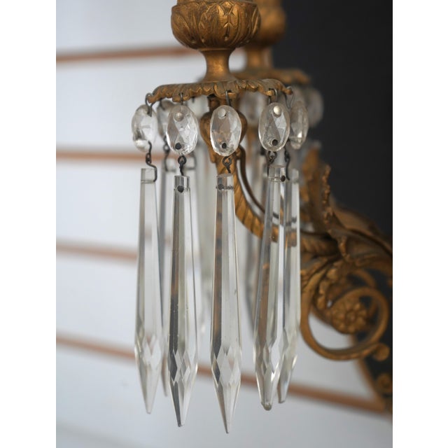 Vintage French Neoclassical Bronze Mounted Light Wall Sconces - Pair For Sale - Image 9 of 12
