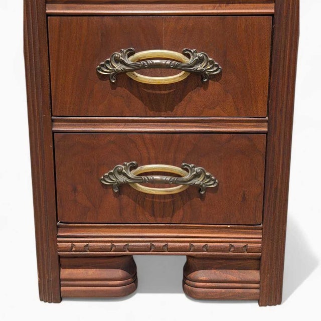 Art Deco 1930s Art Deco Waterfall Three-Drawer Nightstand For Sale - Image 3 of 14
