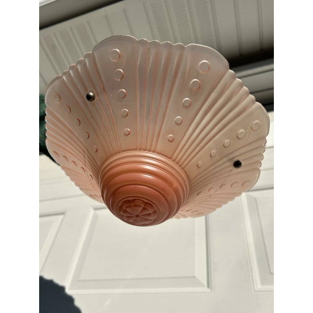 Antique Pink Glass Hanging Light Fixture For Sale In Milwaukee - Image 6 of 8