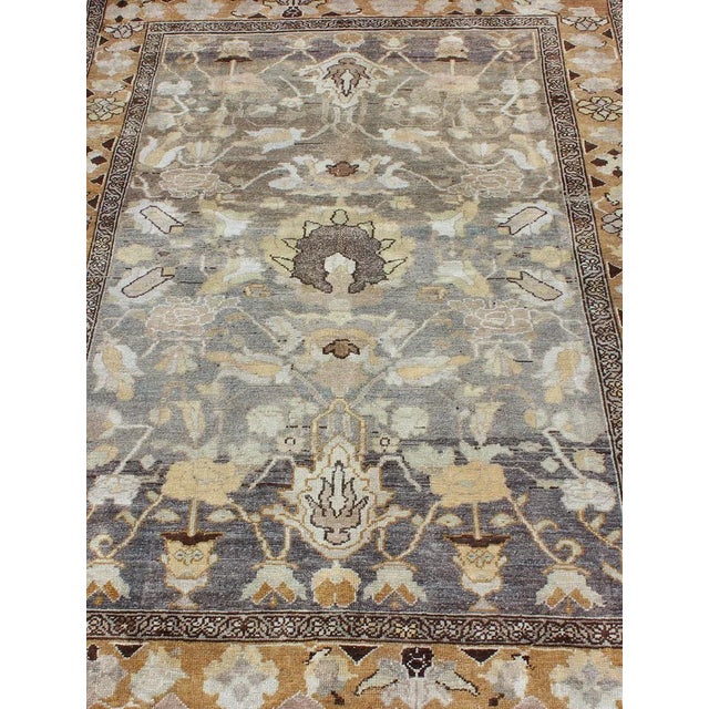 Early 20th Century Antique Persian Bakhtiari Rug With Soft Earth-Toned Floral and Botanical Motifs For Sale - Image 5 of 13