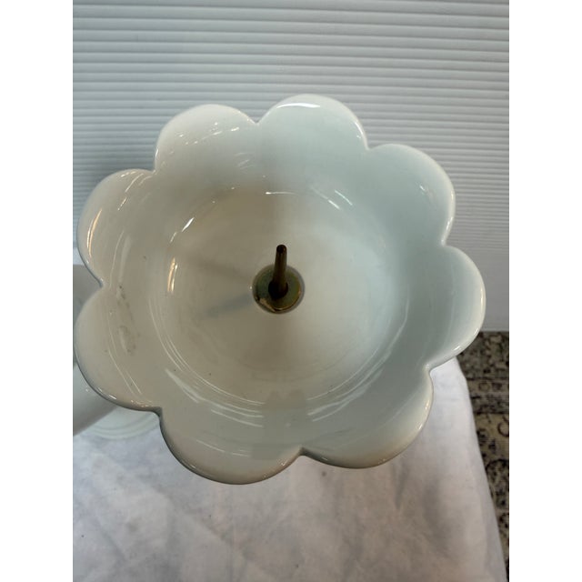 Early 21st Century Lotus Shaped Ceramic Candle Holders, Pair For Sale - Image 5 of 12