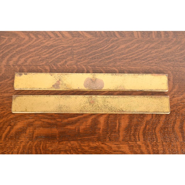 Bronze Tiffany Studios New York Graduate Pattern Bronze Doré Blotter Ends With Leather Desk Blotter For Sale - Image 8 of 12