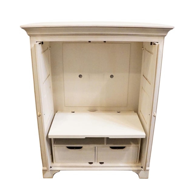 White Ethan Allen New Country Collection 46" Media Armoire / Entertainment Cabinet 33-9810 - 610 Cotton Finish For Sale - Image 8 of 18