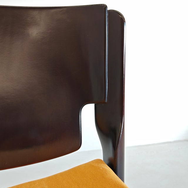 Wood Vintage Wooden and Velvet Chairs by Vico Magistretti for Cassina, 1970s, Set of 4 For Sale - Image 7 of 18