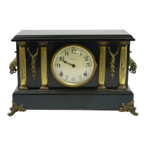 Early 20th Century Mantel Clock Ingraham with Marble & Bronze
