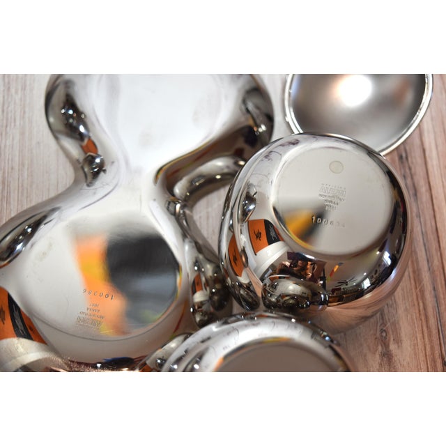 Vintage Mid Century Modern Alessi Stainless Teapot With Creamer and Sugar Bowl Set For Sale - Image 9 of 13