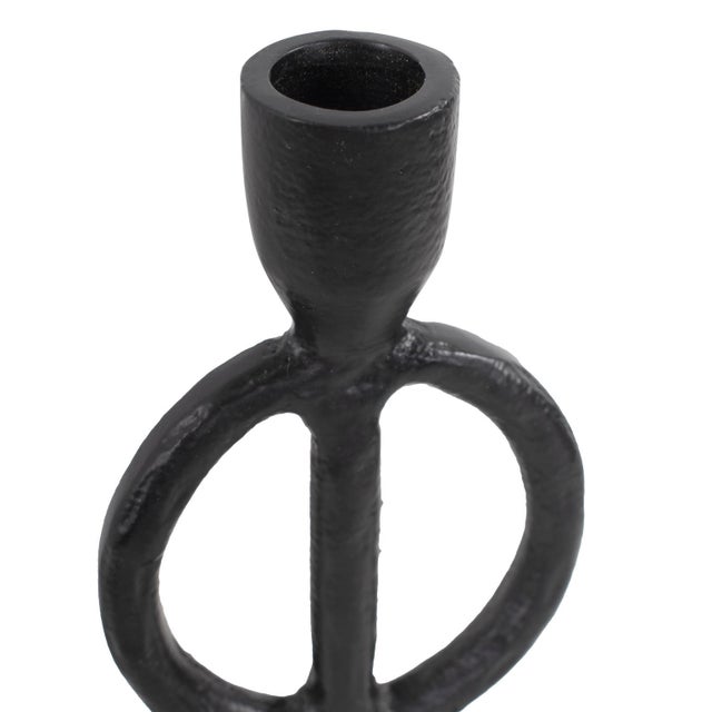 Double Circle Arman Aluminum Candlestick in Black For Sale In Chicago - Image 6 of 11