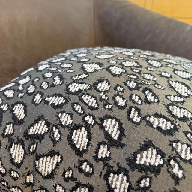 Woven Monochrome Leopard Motif Cushion Cover For Sale - Image 12 of 14