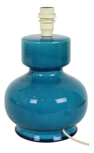 Italian Round Blue Ceramic Table Lamp, 1970s