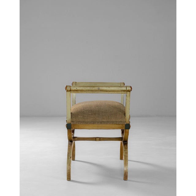 1920s Italian Neoclassical Curule Stool With Upholstered Seat For Sale - Image 14 of 18