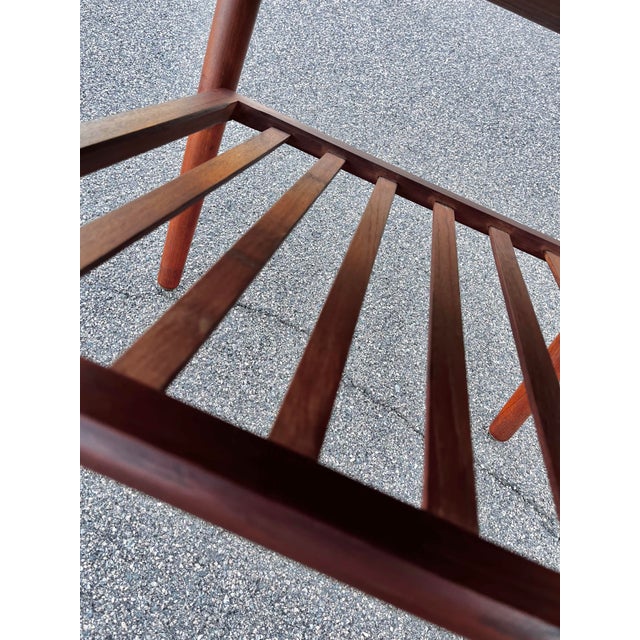 Mid Century Danish Modern Side Table With Slatted Shelf For Sale - Image 10 of 12