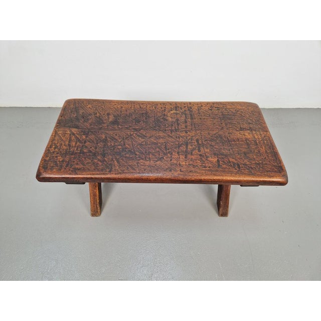 Vintage Brutalist solid oak side table 1920 France Brutalist design massive Oak sideTable, France 1920'S Beautiful side...