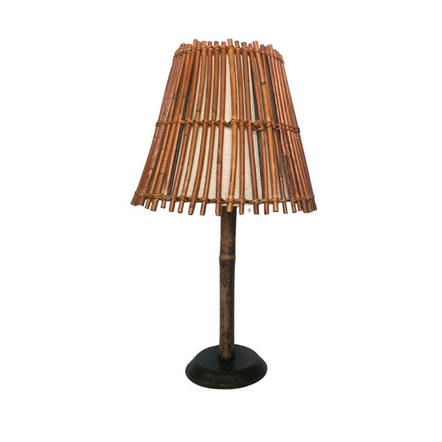 1990s Bamboo-Slat Table Lamp – Natural & Sculptural – 1990s For Sale - Image 5 of 12