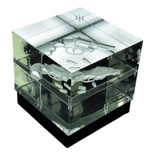 Cosa Nostra Light Sculpture in Acrylic Glass and Leather by Barberini & Gunnell For Sale