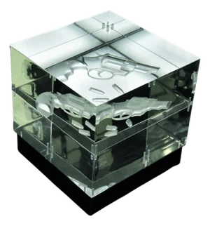 Cosa Nostra Light Sculpture in Acrylic Glass and Leather by Barberini & Gunnell