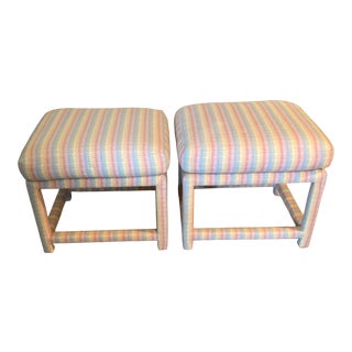 1970s Vintage Upholstered Ottomans - a Pair For Sale
