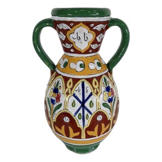 Polychrome Vase in Enamelled Earthenware, Nabeul, 1920 For Sale