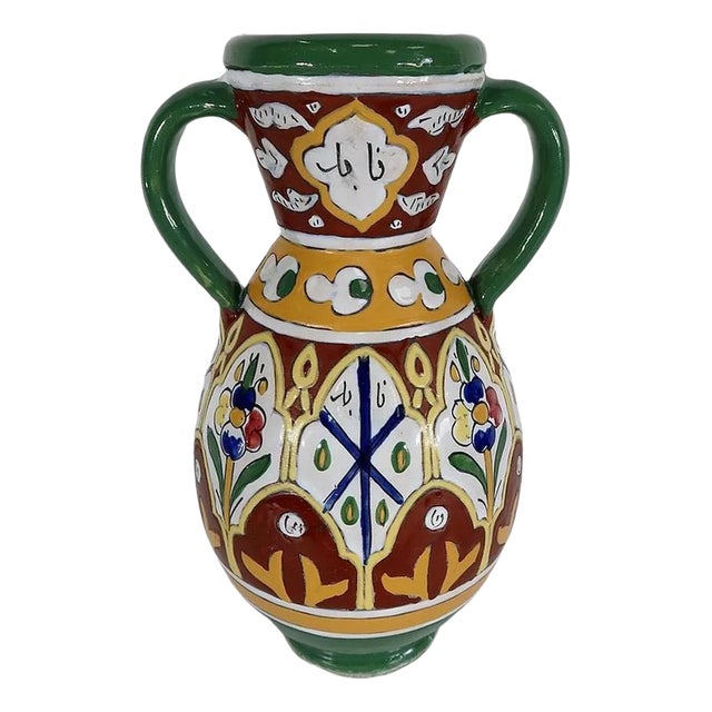 Polychrome Vase in Enamelled Earthenware, Nabeul, 1920 For Sale