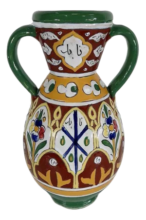 Polychrome Vase in Enamelled Earthenware, Nabeul, 1920