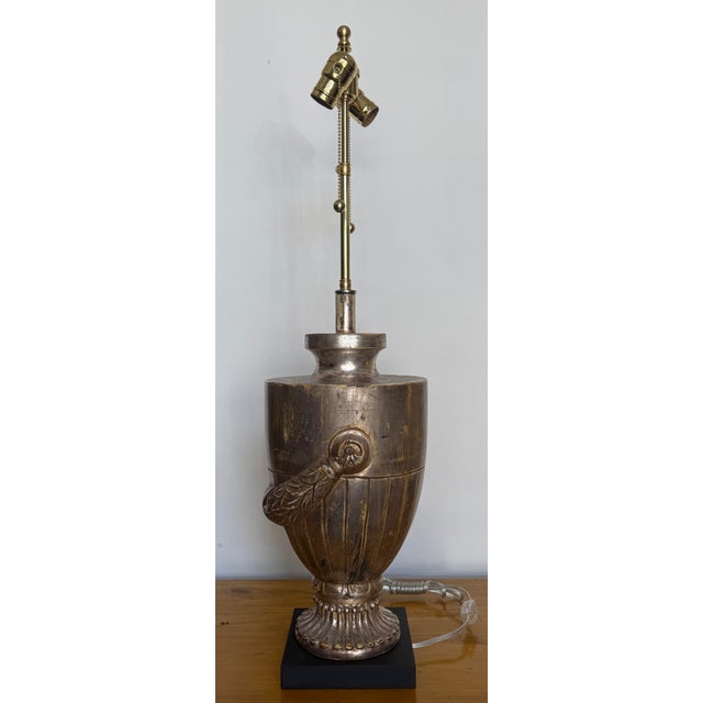 Nancy Corzine Nancy Corzine Neoclassical Urn Form White Gold Giltwood Table Lamp 1 of 2 For Sale - Image 4 of 5
