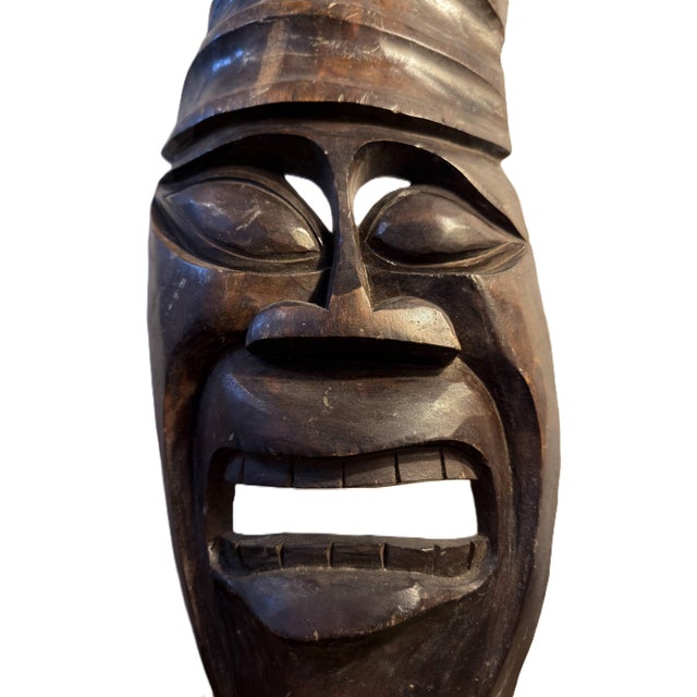 Mid 20th Century Large Lightweight Hand-Carved Tribal Mask 23" Tall For Sale - Image 5 of 18