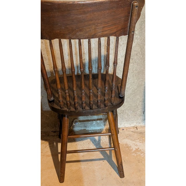 Coffee Set of Four (4) Antique Oak Pressed Back Dining Chairs For Sale - Image 8 of 11
