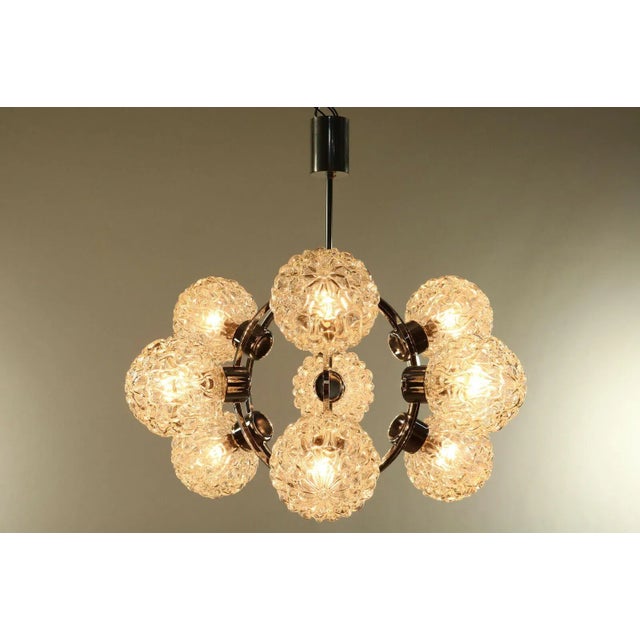 Mid-Century Modern Mid-Century Atomic Space Age Chandelier in Glass & Chrome, 1960s or 1970s For Sale - Image 3 of 12