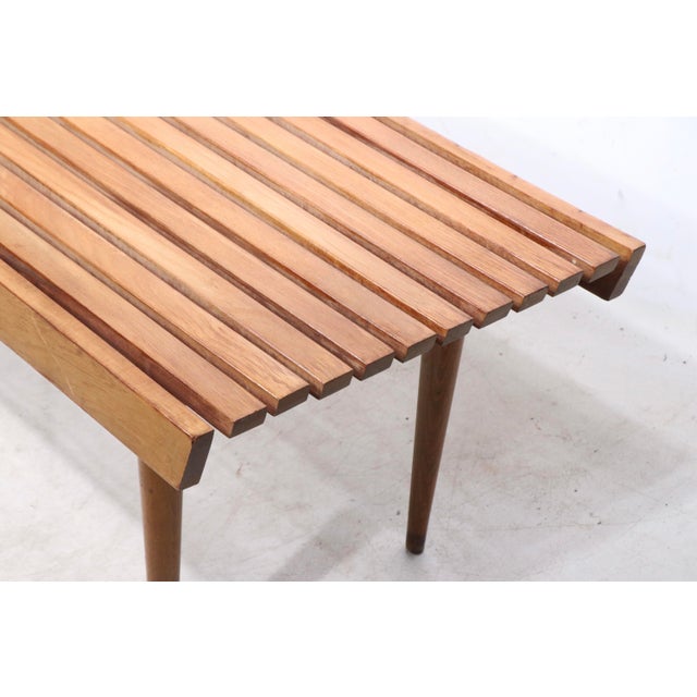 Mid 20th Century Diminutive Mid Century Slat Table Bench For Sale - Image 17 of 18