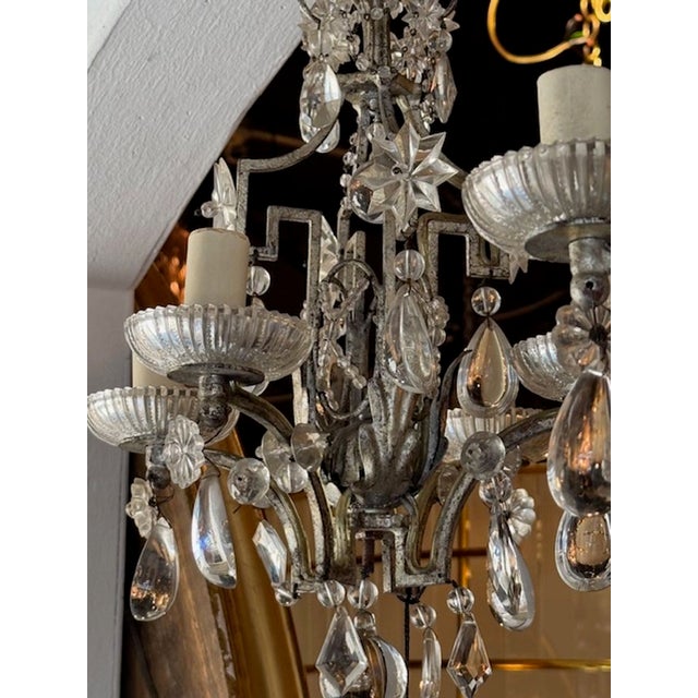 Pair of Petite Maison Bagues Silver Leaf and Crystal Chandeliers For Sale In Dallas - Image 6 of 6